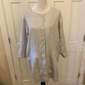 Eileen Fisher Large Duster Tunic Jacket Linen EUC